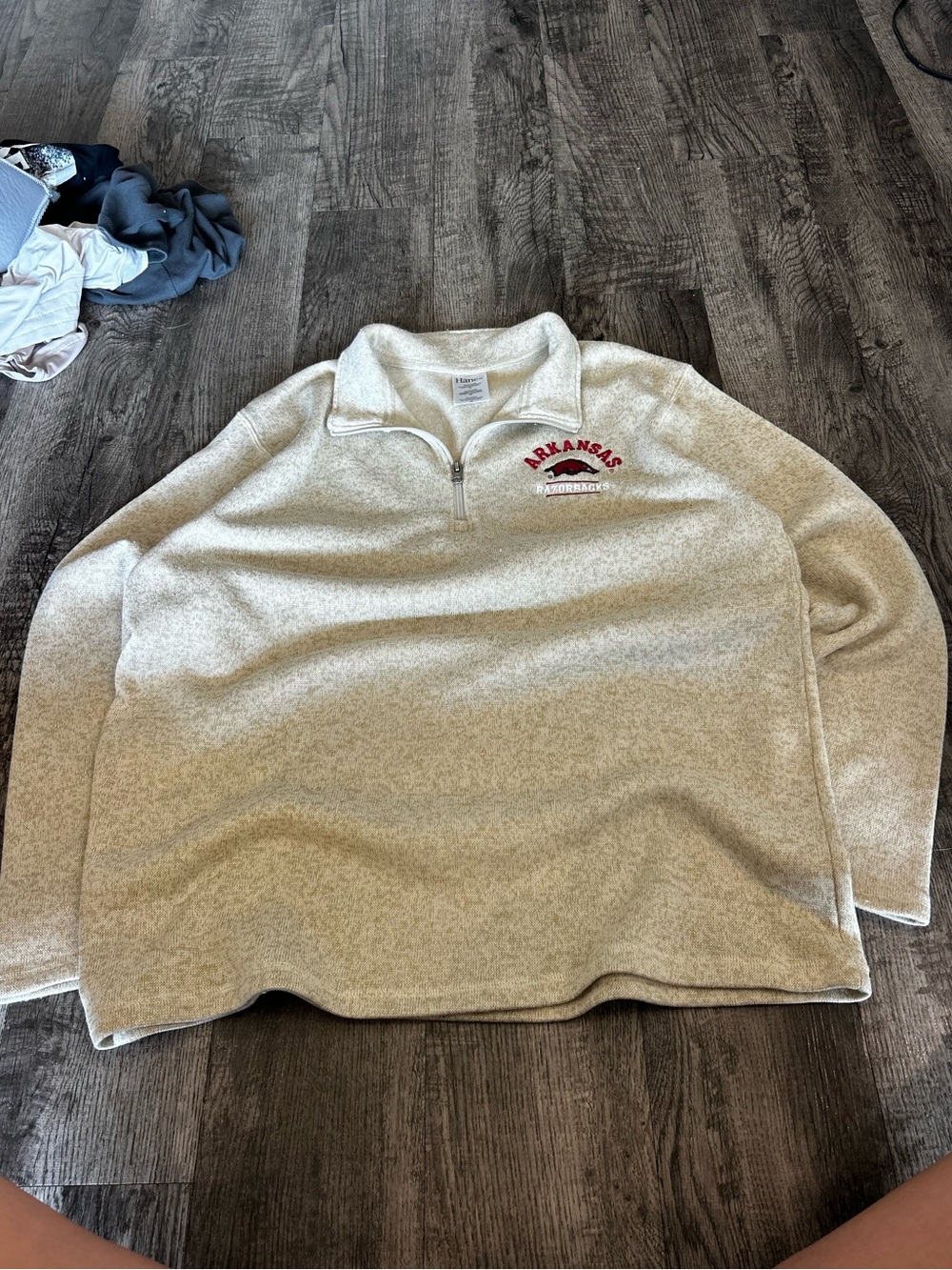 Hanes Cream Quarter-Zip Arkansas Pullover
